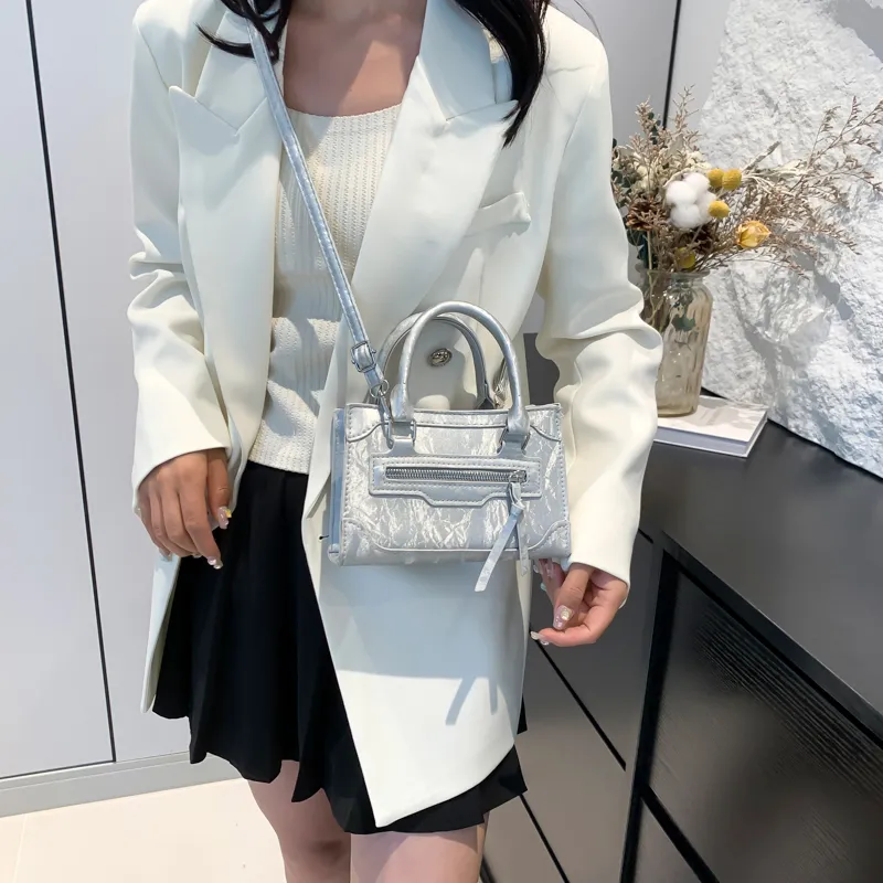 SWIMADE PU One Shoulder Handbag Women's Black/White/Pink/Blue/Green/Silver-12