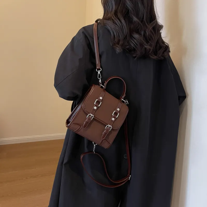 SWIMADE PU Backpack Women's Black/Ecru/Coffee/Brown-12