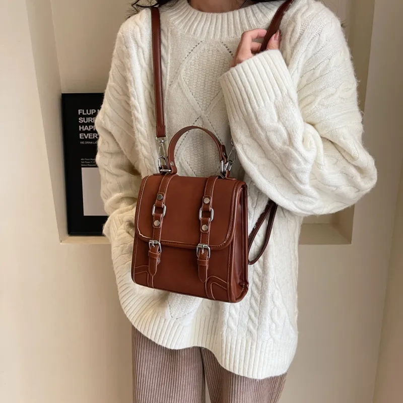 SWIMADE PU Backpack Women's Black/Ecru/Coffee/Brown-22