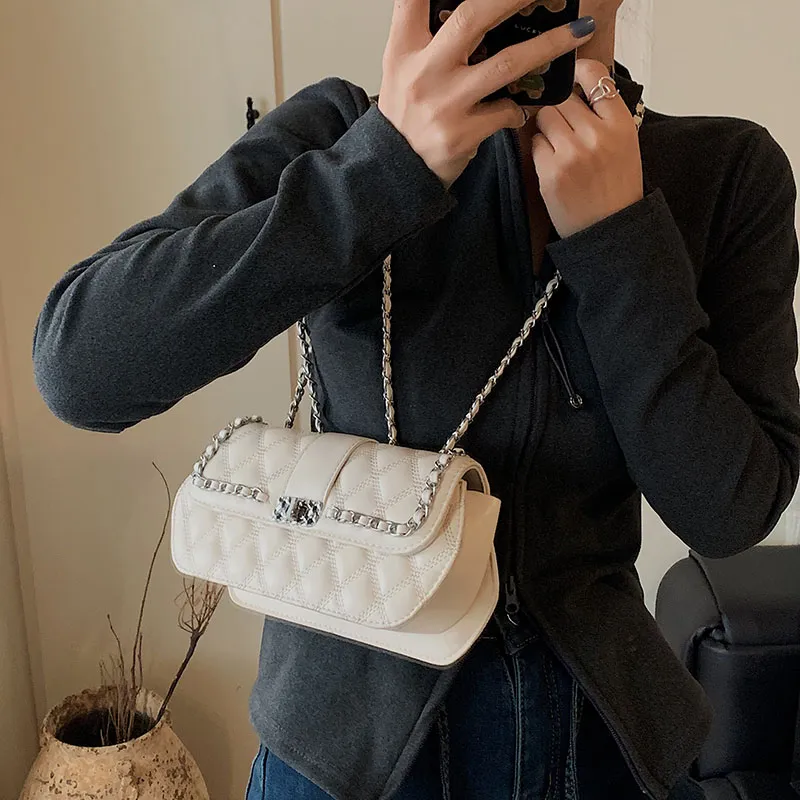 SWIMADE PU Shoulder Bag Women's Ecru/Silver/Black/Coffee-9