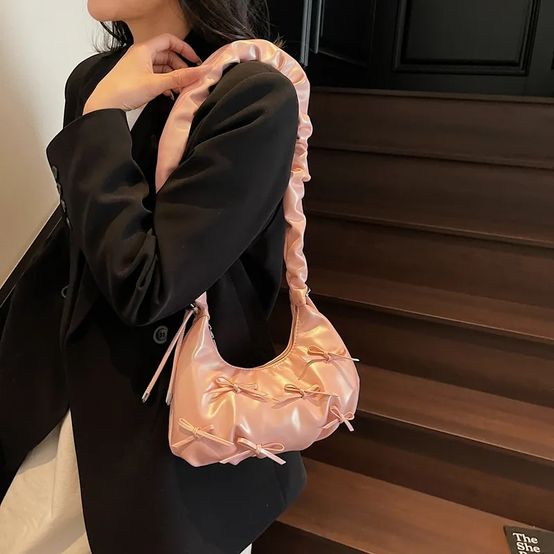 SWIMADE PU Shoulder Bag Women's Ecru/Silver/Black/Pink-6