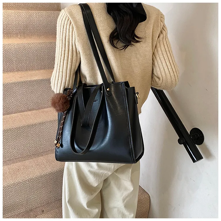 SWIMADE PU Shoulder Bag Women's Black/Coffee/Mocha-2