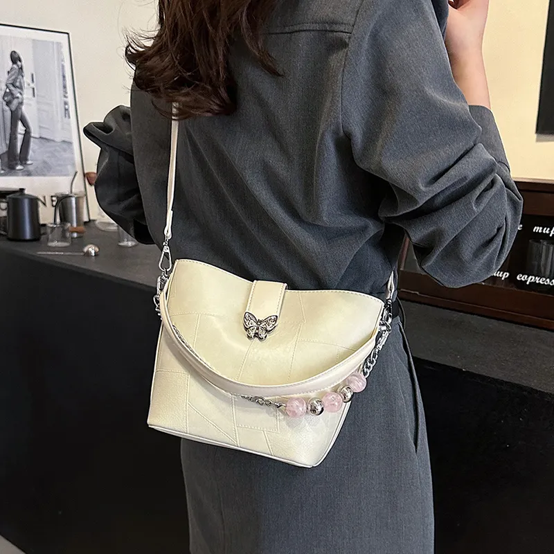 SWIMADE PU Handbag Women's Ecru/Blue/Pink-14