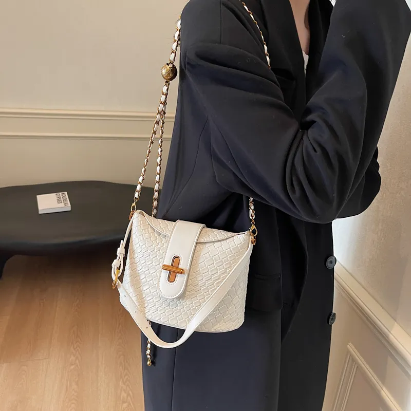SWIMADE PU Crossbody Handbag Regular Women's White/Black-5