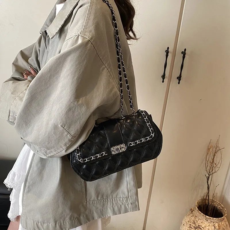 SWIMADE PU Shoulder Bag Women's Ecru/Silver/Black/Coffee-15