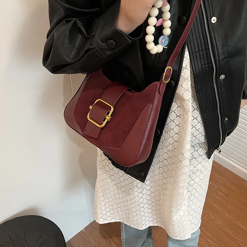 SWIMADE Suede Portable Crossbody Bag, Shoulder Bag Regular Women's Black/Burgundy/Coffee/Brown-9