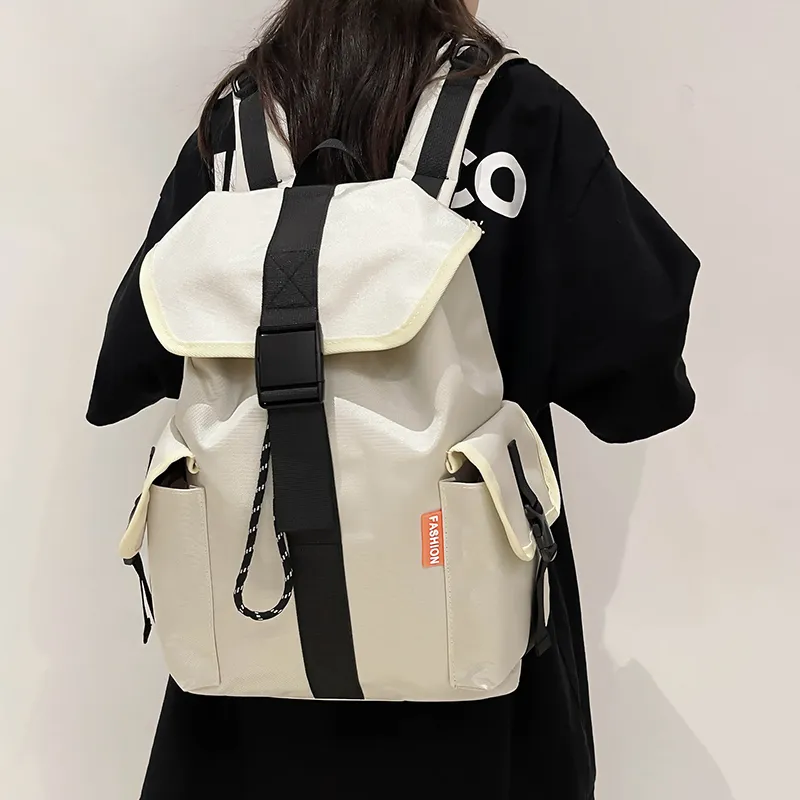 SWIMADE Nylon Backpack Unisex Ecru/Black-3