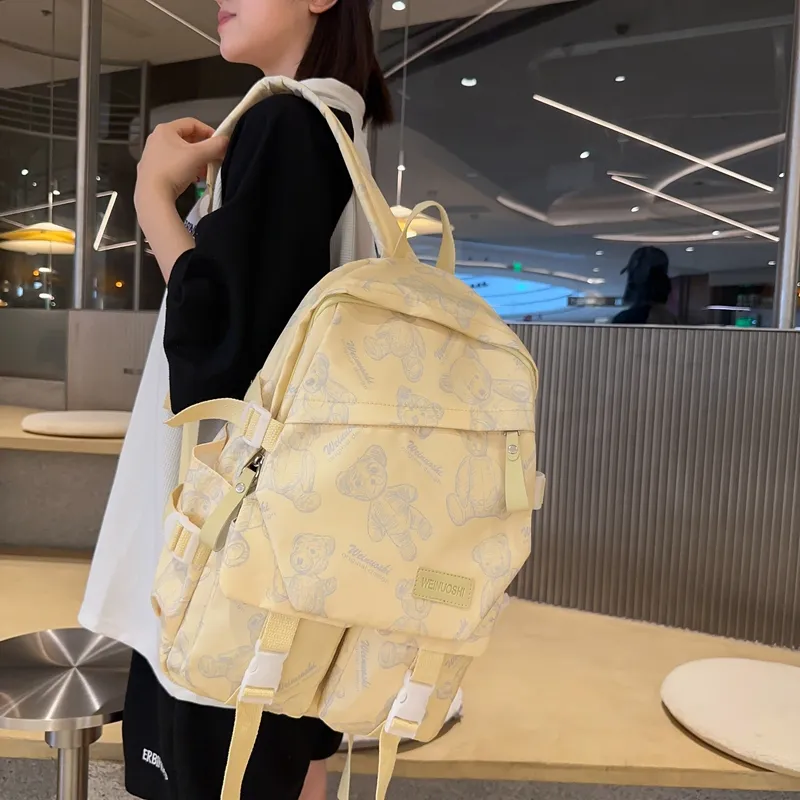 SWIMADE Nylon Backpack Unisex Yellow/Red/Black/White-2