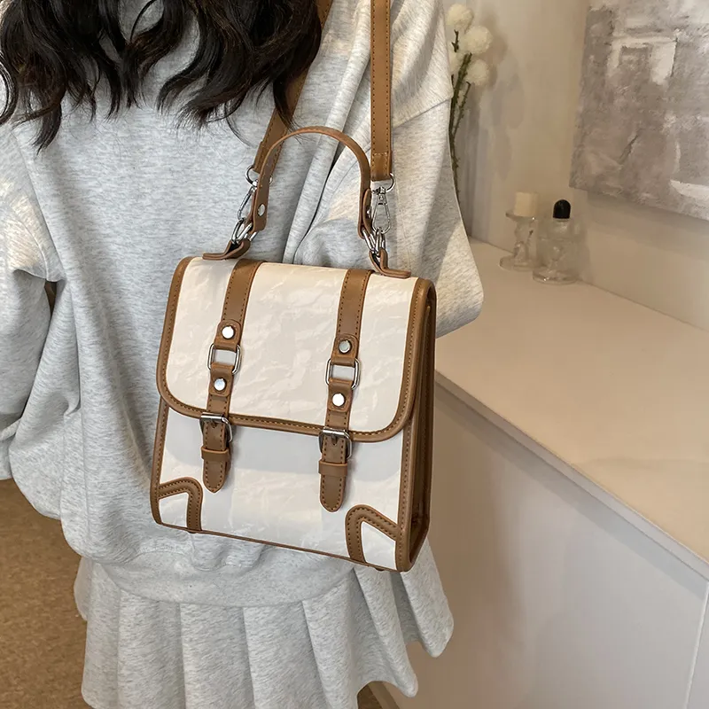 SWIMADE PU Backpack Women's Black/Ecru/Coffee/Brown-36