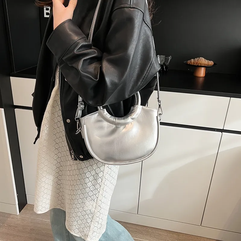 SWIMADE PU Handbag Regular Women's Ecru/Silver/Black/Khaki/Pink-3