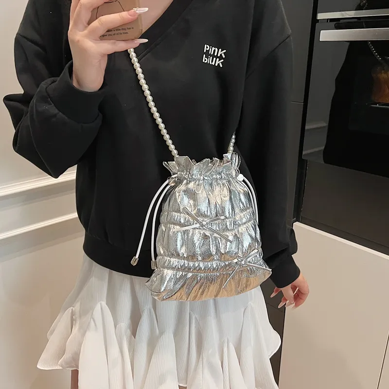 SWIMADE PU Shoulder Bag, Crossbody Bag Regular Women's Silver/Black/Gold-11