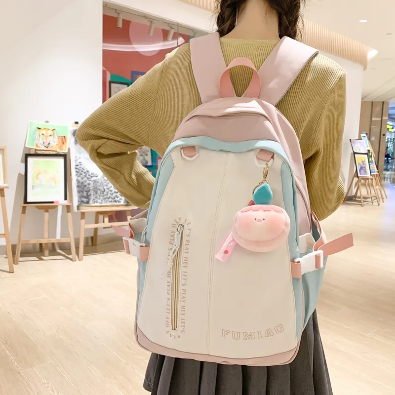 SWIMADE Nylon Backpack Regular Women's Pink/Violet/Black/Green-2