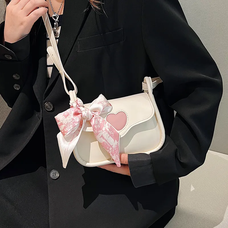SWIMADE PU Crossbody Bag, Shoulder Bag Women's Black/Ecru/Pink-5