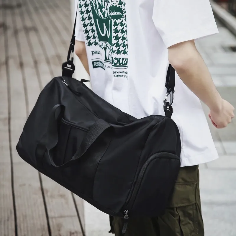 SWIMADE Nylon Gym Bag, Luggage Bag, Travel Bag Regular Men's Black-2