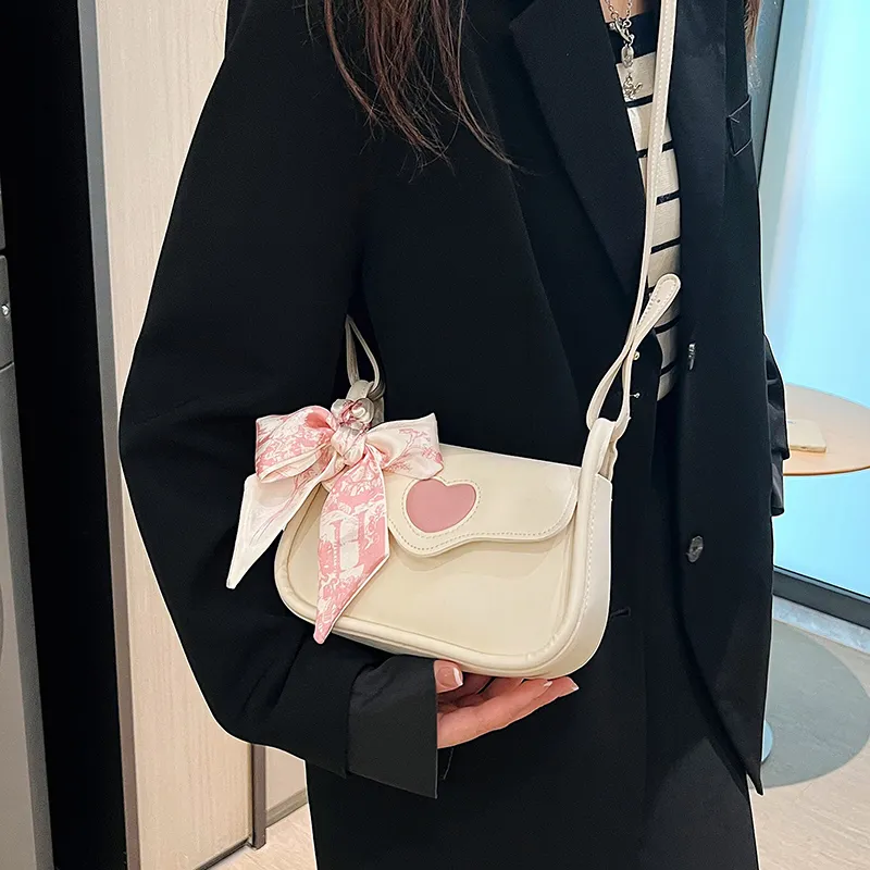 SWIMADE PU Crossbody Bag, Shoulder Bag Women's Black/Ecru/Pink-2