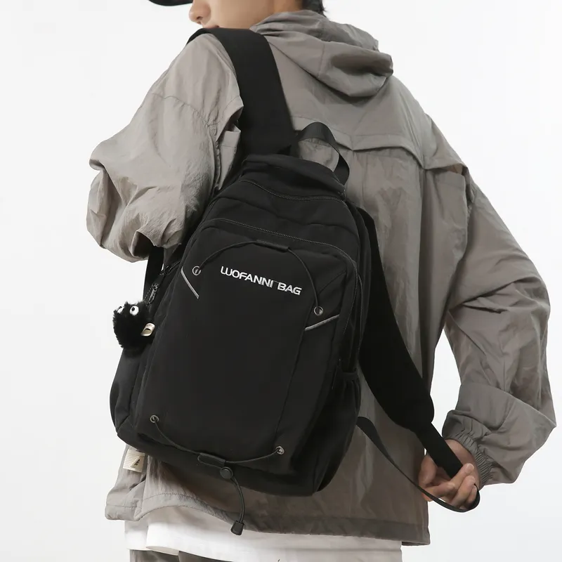 Duoluplo Doron Paul Nylon Backpack Unisex White/Black/Khaki/Lake Blue-14