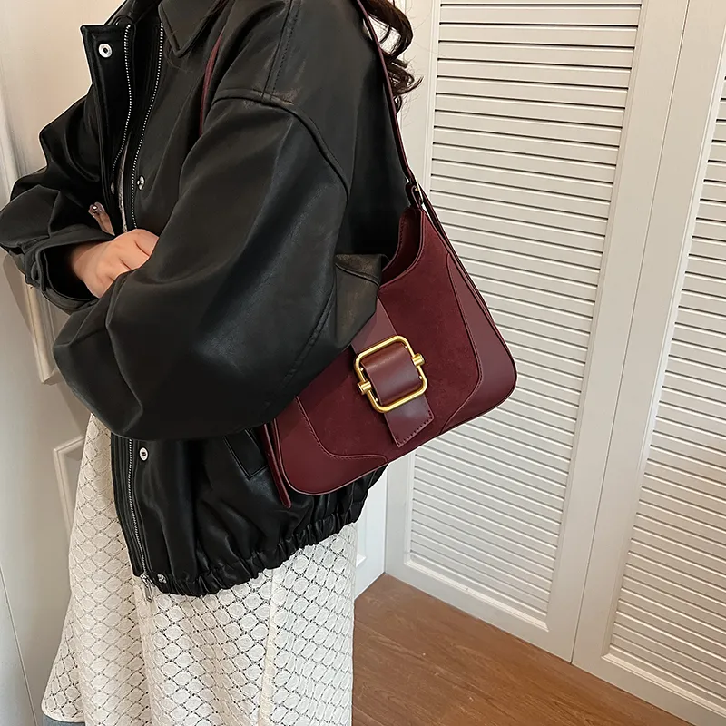 SWIMADE Suede Portable Crossbody Bag, Shoulder Bag Regular Women's Black/Burgundy/Coffee/Brown-7