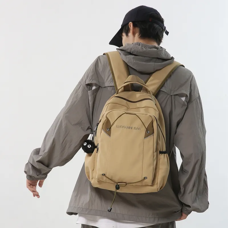 Duoluplo Doron Paul Nylon Backpack Unisex White/Black/Khaki/Lake Blue-19