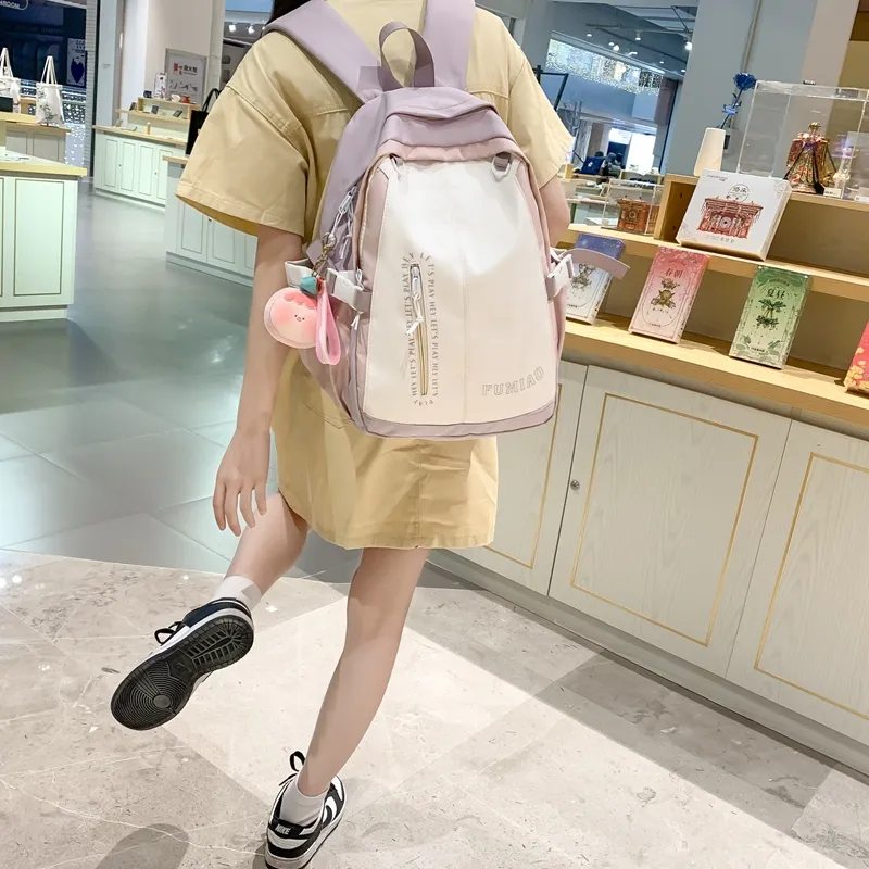 SWIMADE Nylon Backpack Regular Women's Pink/Violet/Black/Green-11