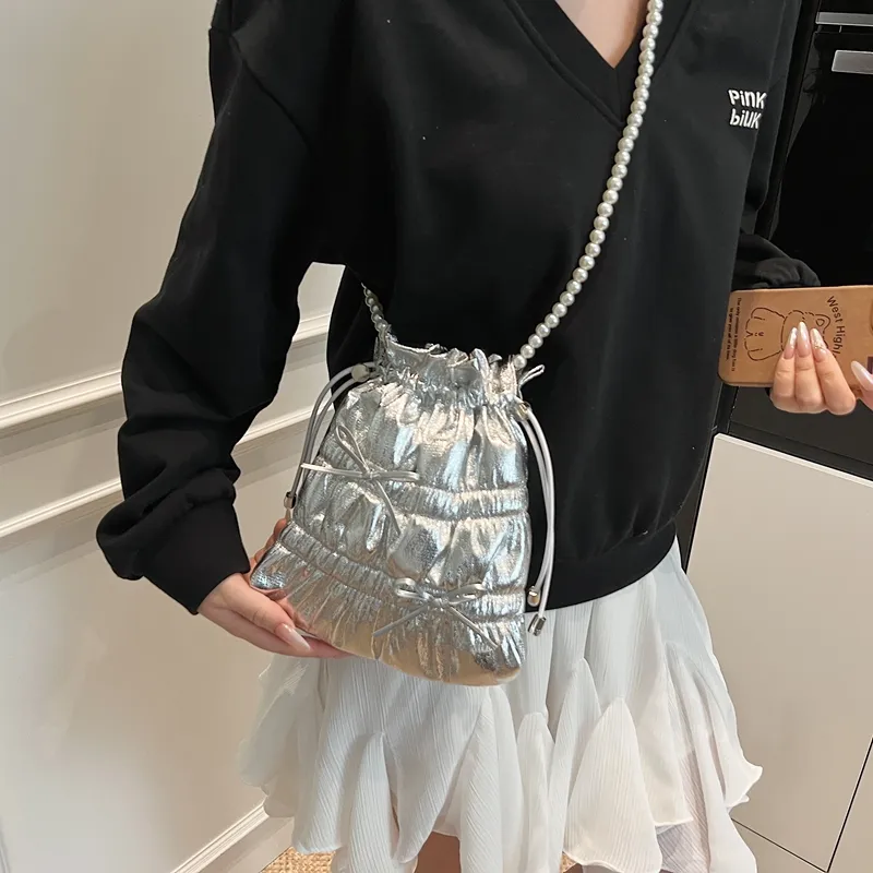 SWIMADE PU Shoulder Bag, Crossbody Bag Regular Women's Silver/Black/Gold-12