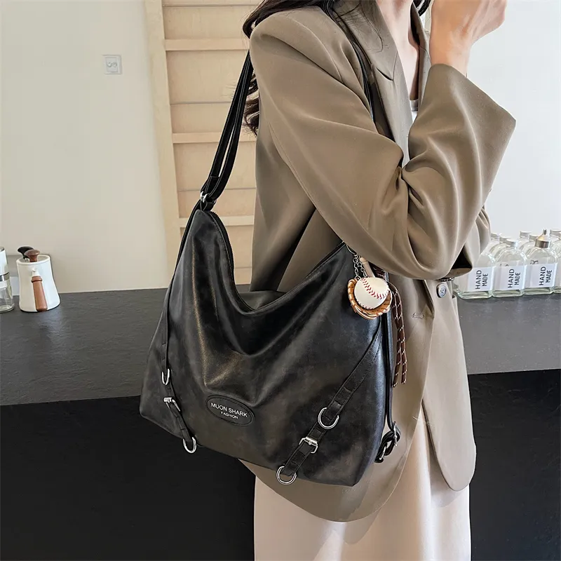 SWIMADE PU Double Shoulder Portable Crossbody Bag, Shoulder Bag Women's Black/Brown/Coffee-4