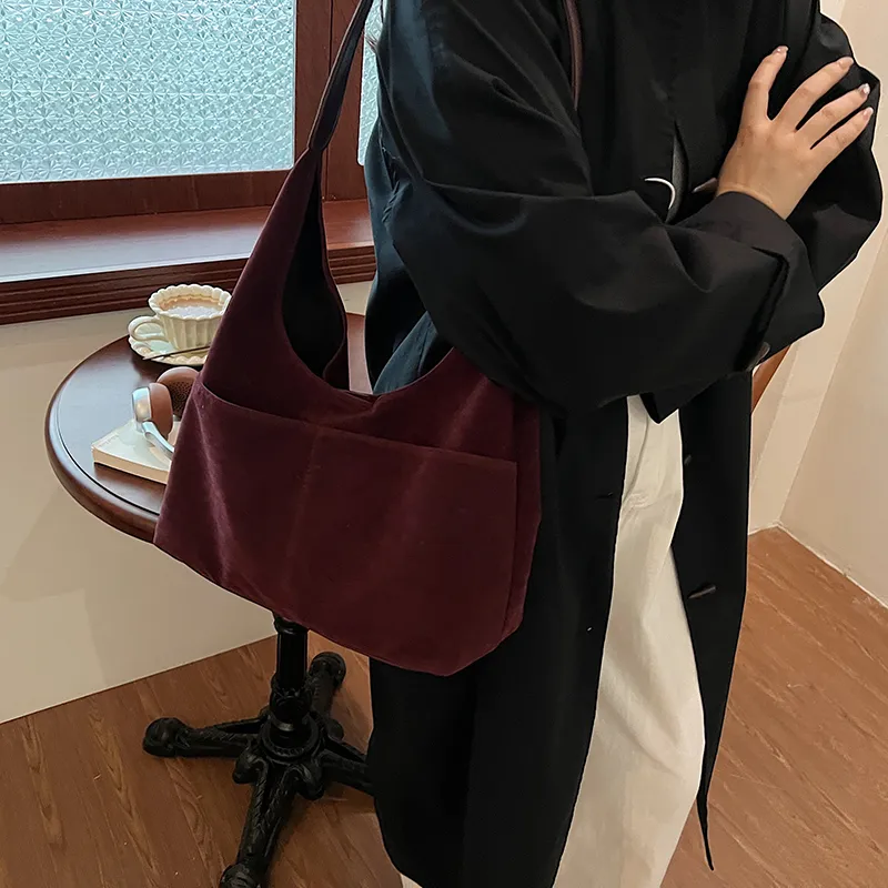 SWIMADE Suede Bucket Bag, Shoulder Bag Regular Women's Black/Burgundy/Coffee/Brown-9