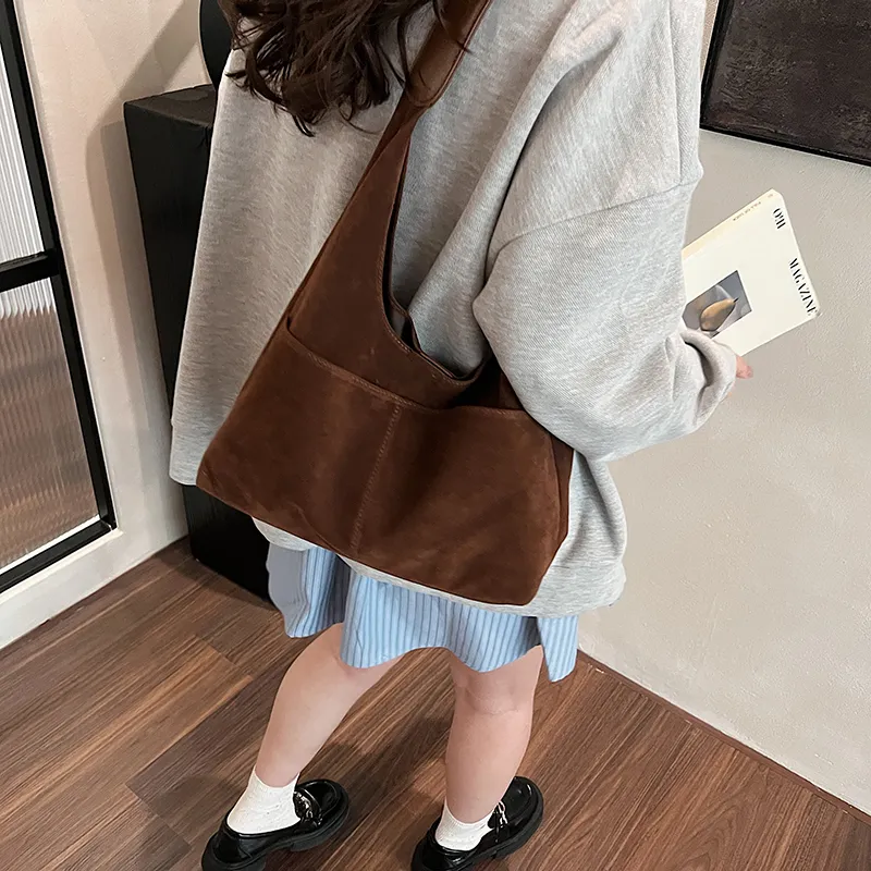 SWIMADE Suede Bucket Bag, Shoulder Bag Regular Women's Black/Burgundy/Coffee/Brown-21