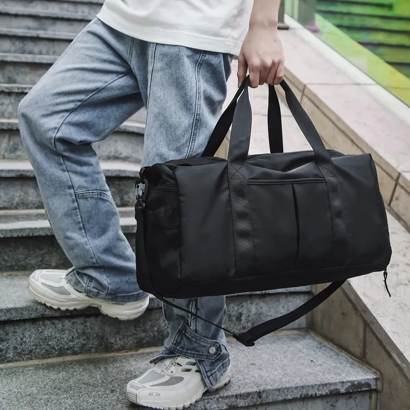 SWIMADE Nylon Gym Bag, Luggage Bag, Travel Bag Regular Men's Black-3