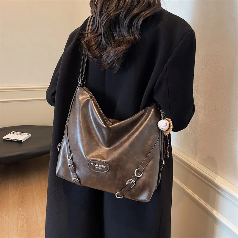 SWIMADE PU Double Shoulder Portable Crossbody Bag, Shoulder Bag Women's Black/Brown/Coffee-26