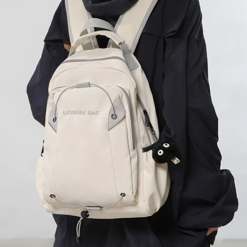 Duoluplo Doron Paul Nylon Backpack Unisex White/Black/Khaki/Lake Blue-6