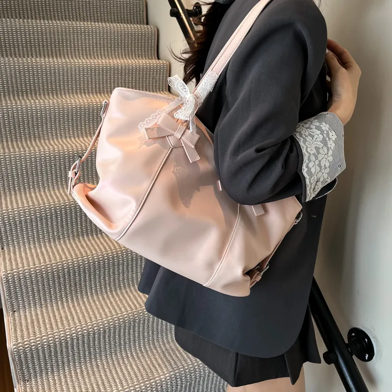 Duoluplo Doron Paul PU Shoulder Bag Women's Pink/Beige-5