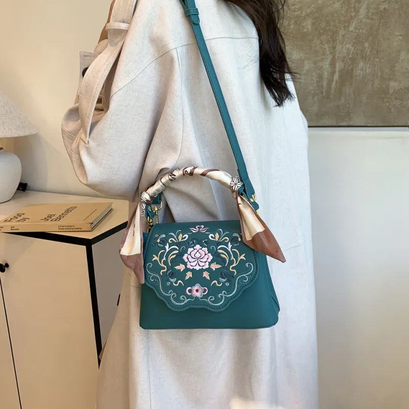Duoluplo Doron Paul PU Handbag Women's Sea Blue/Beige Pink/Tea Green/Black/Khaki-4