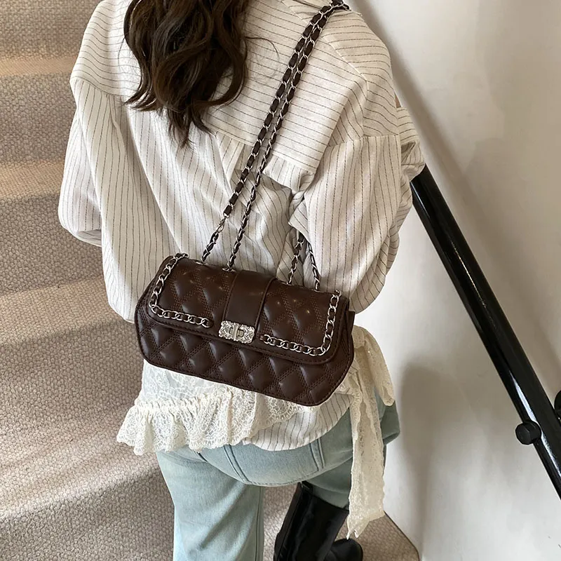 SWIMADE PU Shoulder Bag Women's Ecru/Silver/Black/Coffee-25