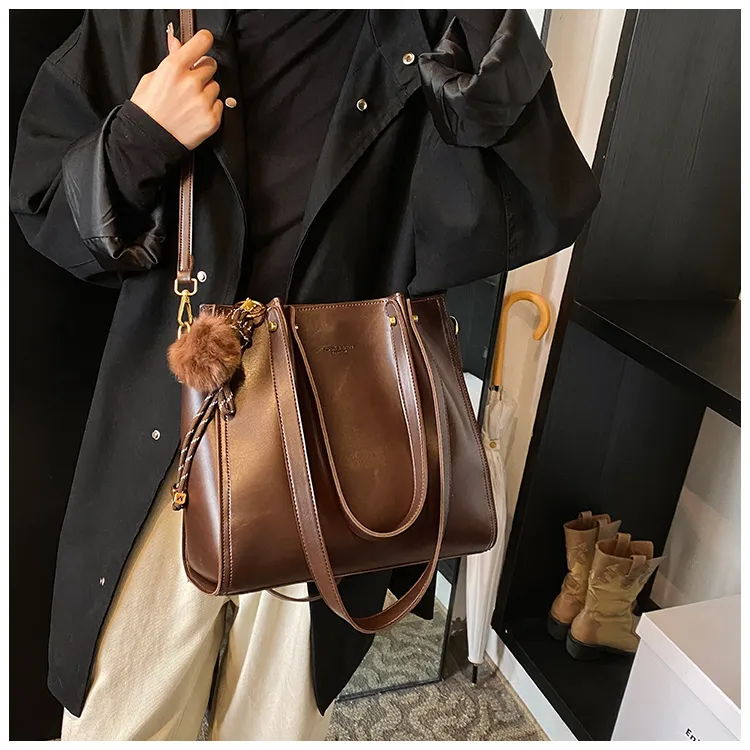 SWIMADE PU Shoulder Bag Women's Black/Coffee/Mocha-15