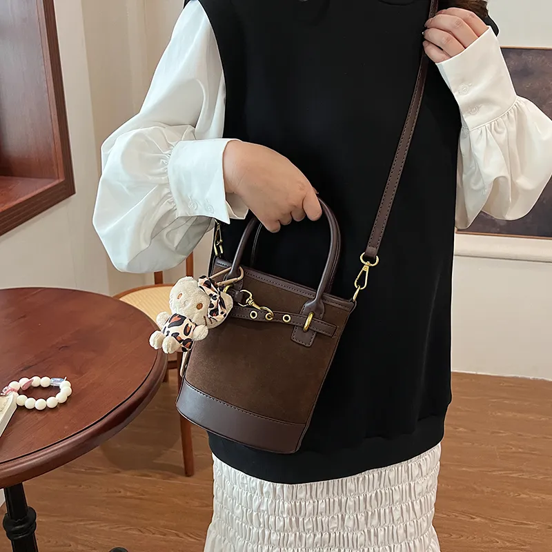 SWIMADE PU With Suede Shoulder Bag, Crossbody Bag, Handbag Regular Women's Black/Burgundy/Coffee/Brown-32