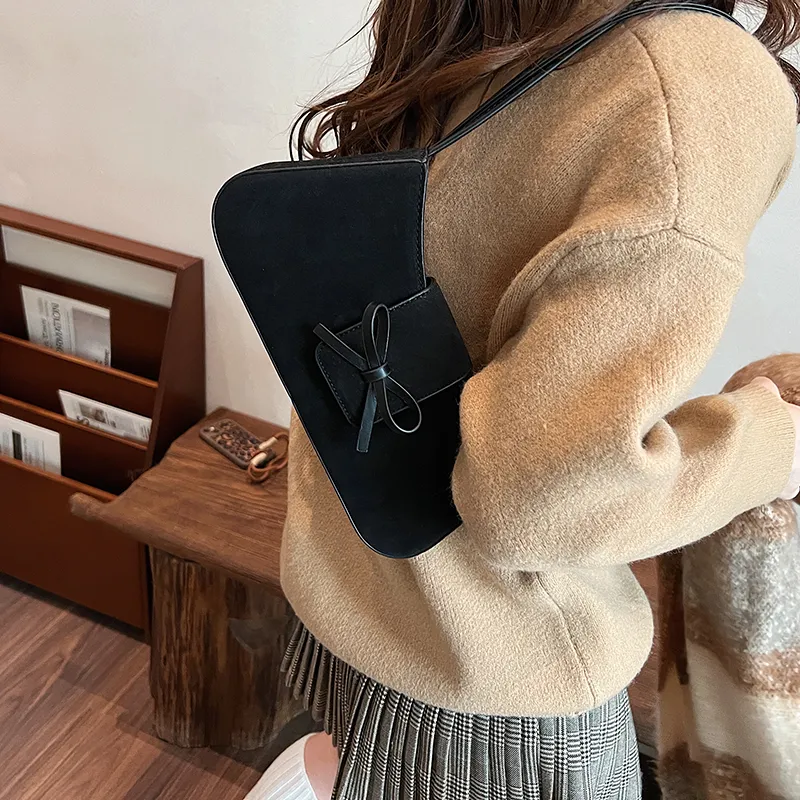 SWIMADE Suede Shoulder Bag Women's Black/Khaki/Brown/Burgundy-16
