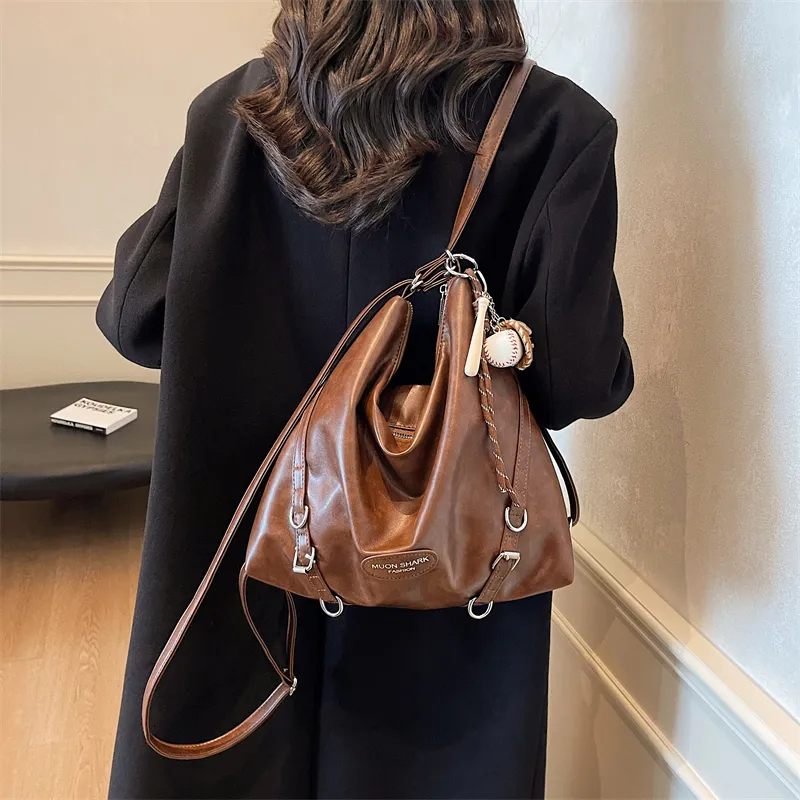 SWIMADE PU Double Shoulder Portable Crossbody Bag, Shoulder Bag Women's Black/Brown/Coffee-21