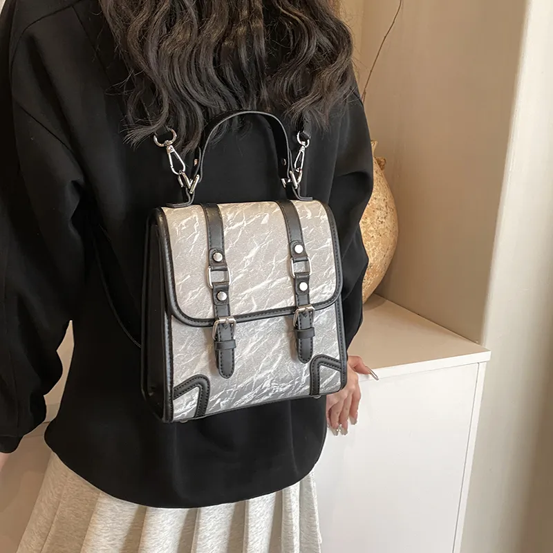 SWIMADE PU Backpack Women's Black/Ecru/Coffee/Brown-46
