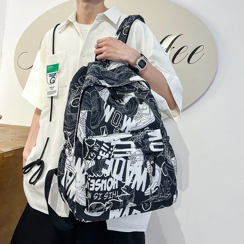 SWIMADE Nylon Backpack Unisex White Green Blue/White Orange/Black White/Black Orange/White Black-6