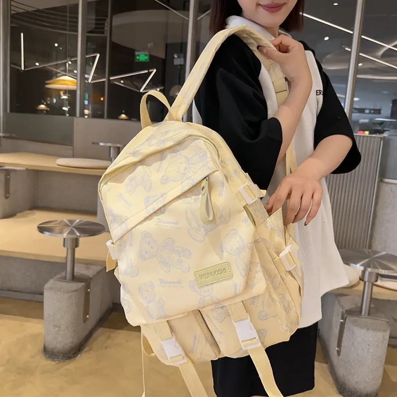 SWIMADE Nylon Backpack Unisex Yellow/Red/Black/White-3