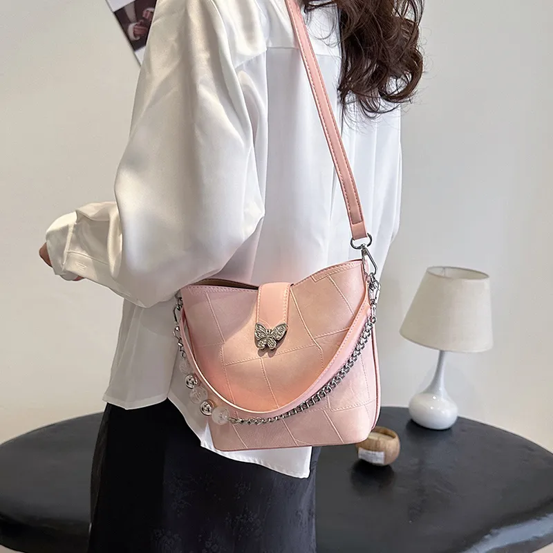 SWIMADE PU Handbag Women's Ecru/Blue/Pink-3