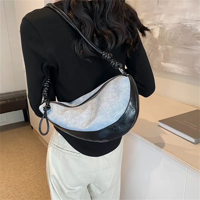 Duoluplo Doron Paul PU Crossbody Bag, Shoulder Bag Women's Denim Black/Denim Silver/Denim Brown-4