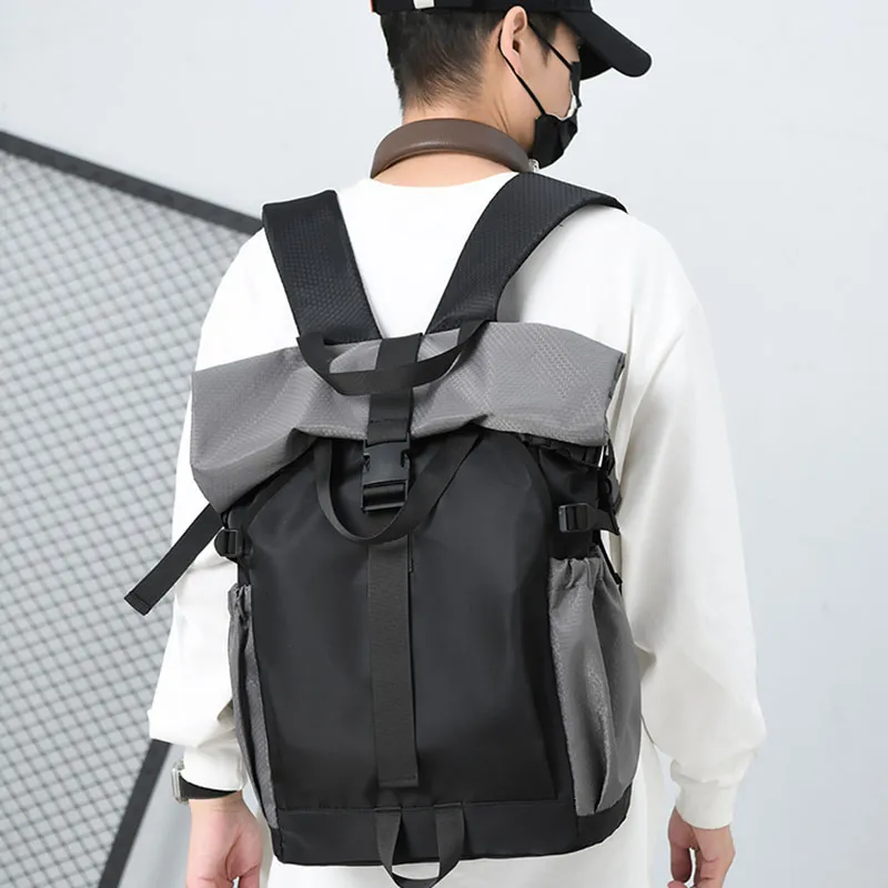 SWIMADE Waterproof Fabric Backpack Regular Unisex Light Gray/Dark Gray/Black-4