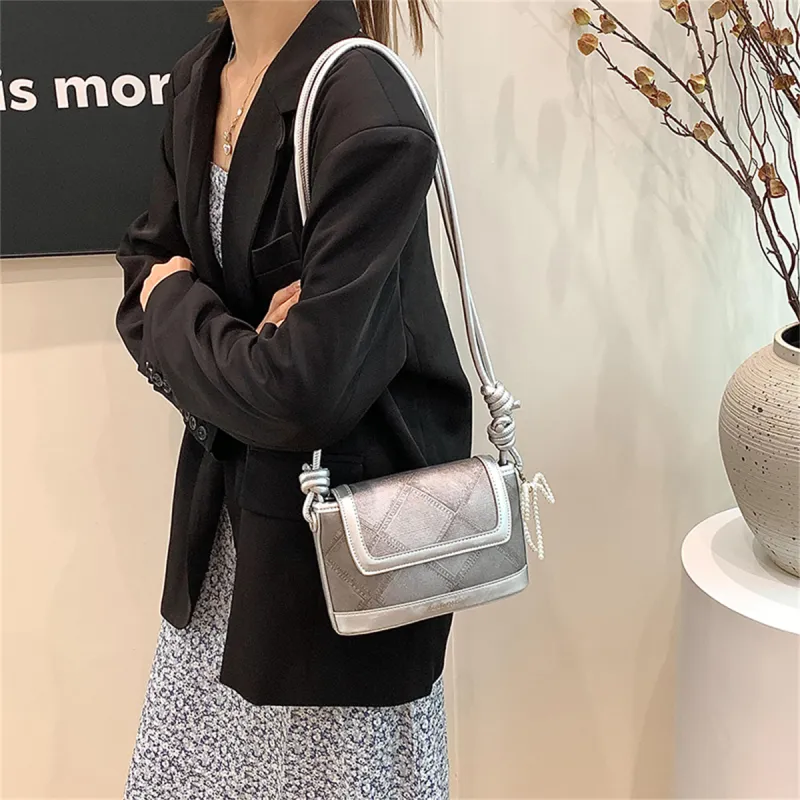 Duoluplo Doron Paul PU Shoulder Bag Women's Black/Ecru/Silver/Blue-16