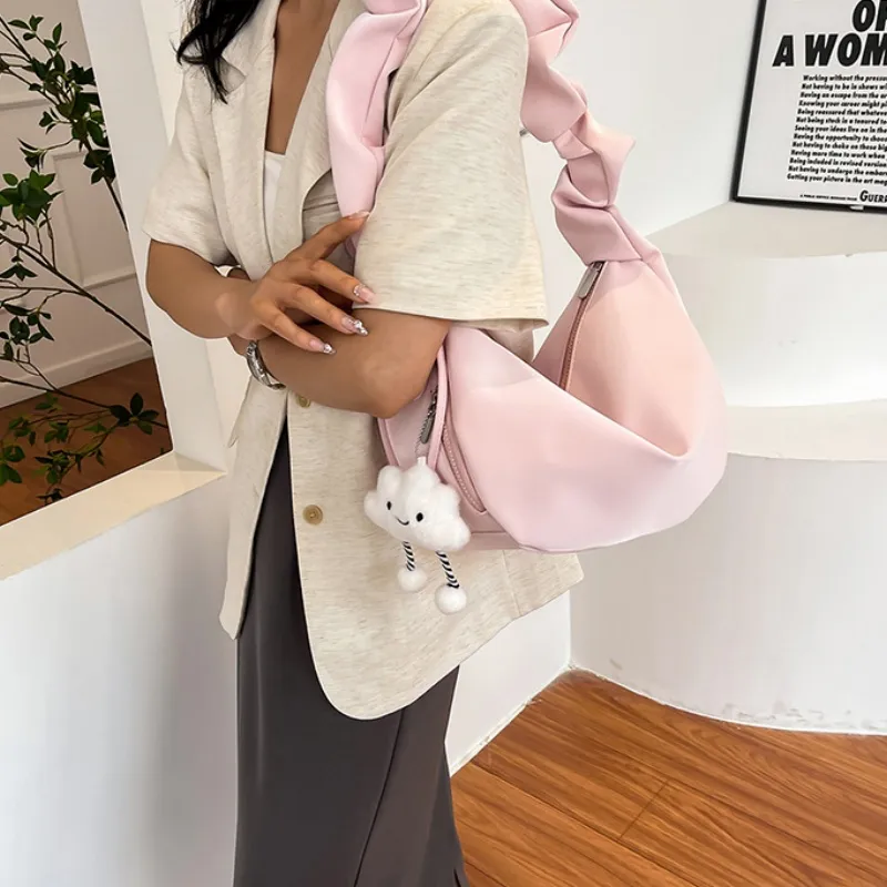 Duoluplo Doron Paul PU Shoulder Bag Women's Ecru, Pink, Blue, Silver-6
