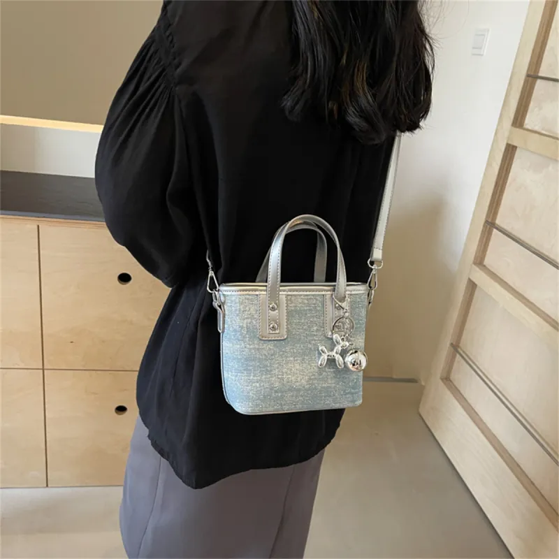 Duoluplo Doron Paul Fabric Shoulder Bag, Crossbody Bag, Handbag Regular Women's Ecru/Pink/Blue/Silver-21