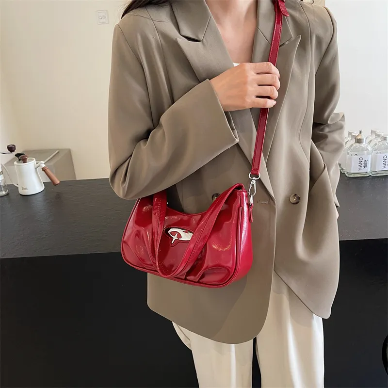 SWIMADE PU Portable Crossbody Bag, Shoulder Bag Women's Red/Black/Silver/Ecru-4