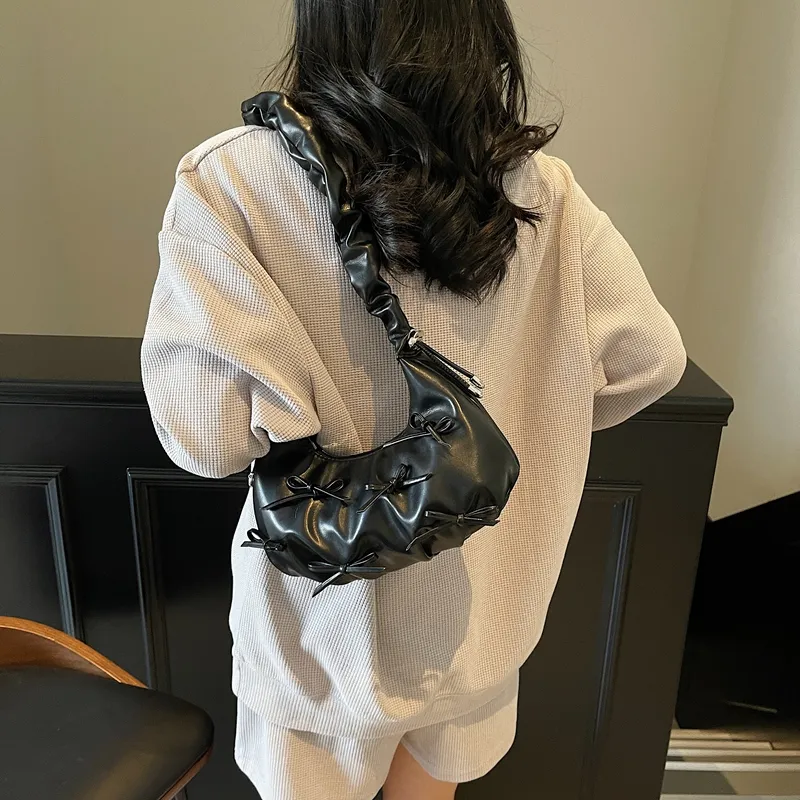 SWIMADE PU Shoulder Bag Women's Ecru/Silver/Black/Pink-8