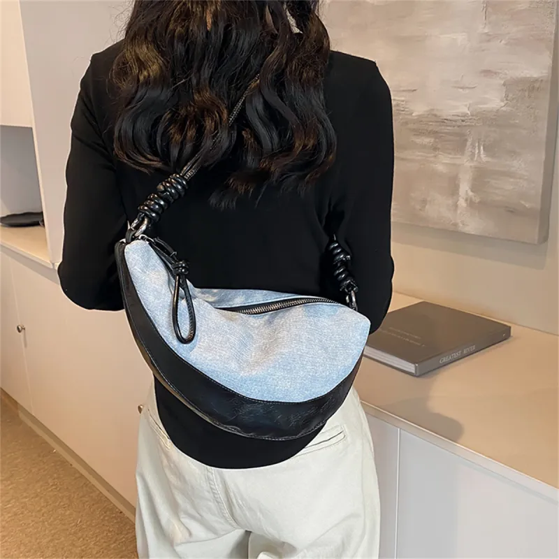 Duoluplo Doron Paul PU Crossbody Bag, Shoulder Bag Women's Denim Black/Denim Silver/Denim Brown-6