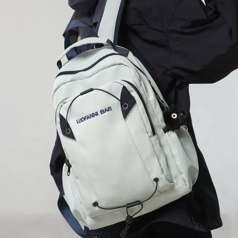 Duoluplo Doron Paul Nylon Backpack Unisex White/Black/Khaki/Lake Blue-23